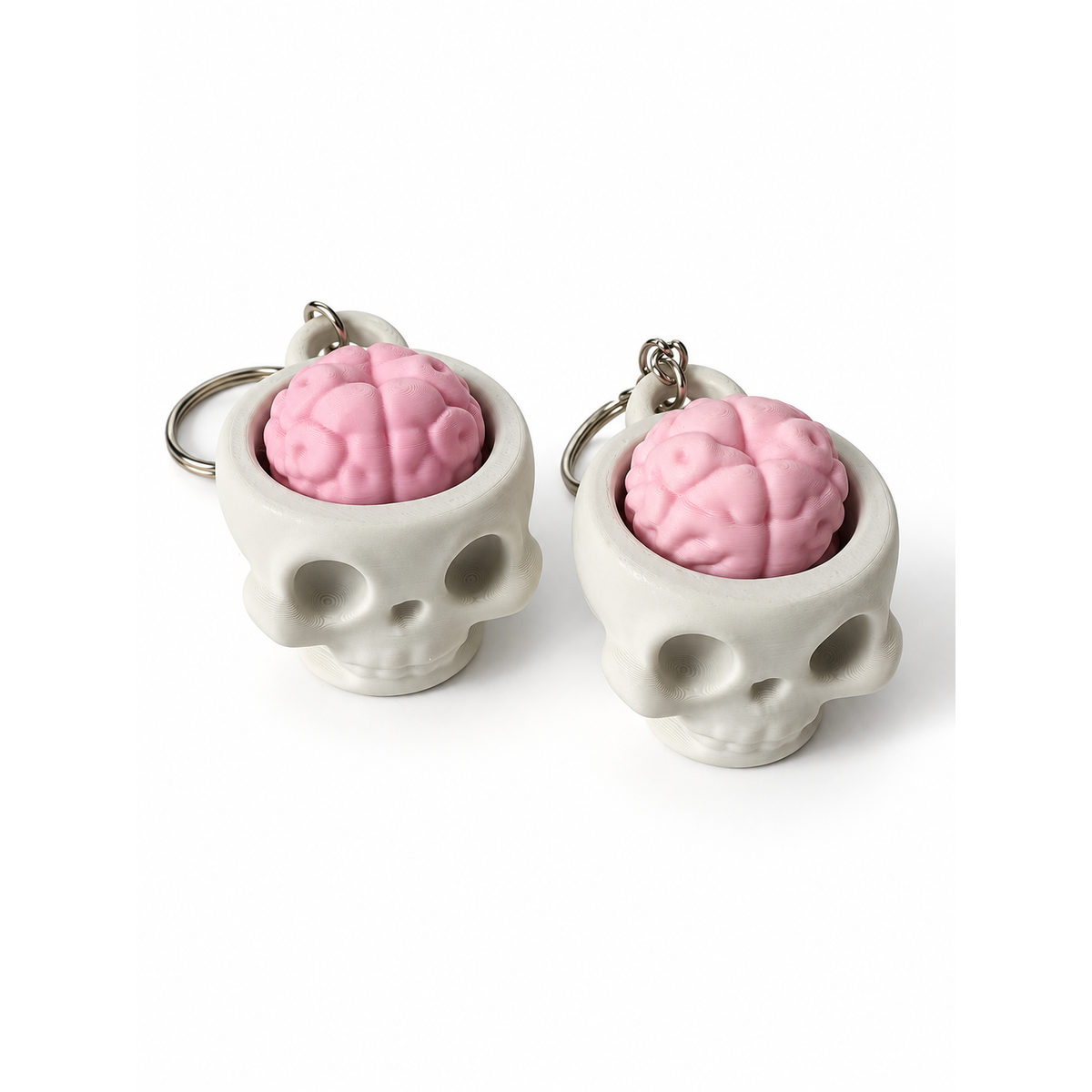 3D-Schlüsselanhänger Totenkopf mit Gehirn